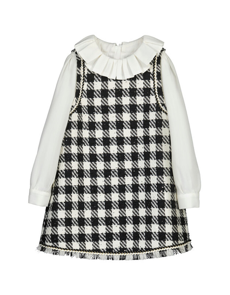 Abel & Lula Black Herringbone Dress