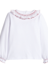 Little English Smocked Madeline Blouse White w/Red