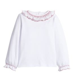 Little English SALE Smocked Madeline Blouse White w/Red