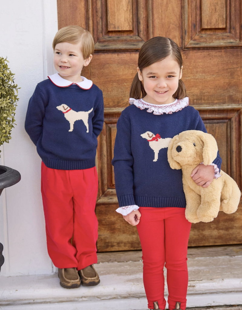 Little English Smocked Madeline Blouse White w/Red