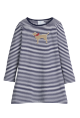Little English Applique T- Shirt Dress Lab Navy Stripe