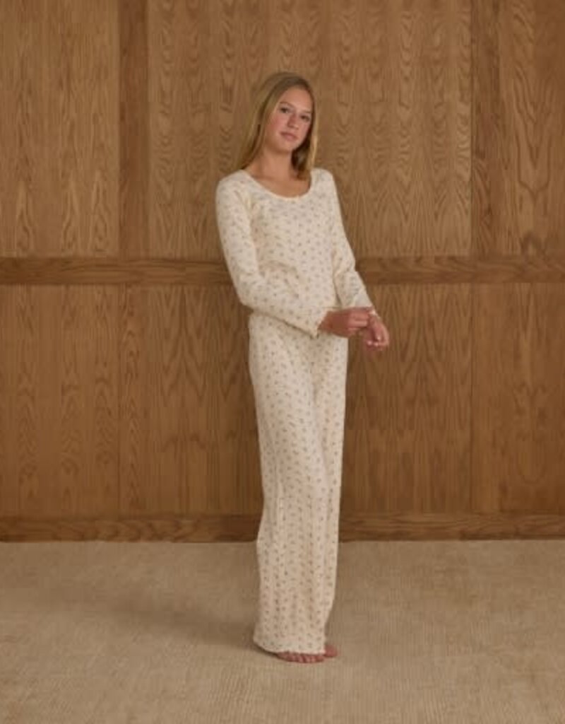 Rylee + Cru Inc. RIBBED LOUNGE SET || NATURAL DITSY TEEN