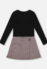 Deux par Deux Bi-Material Dress Black And Houndstooth