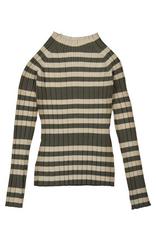 Mayoral Knit Mock Neck Top Hunter Green Stripe