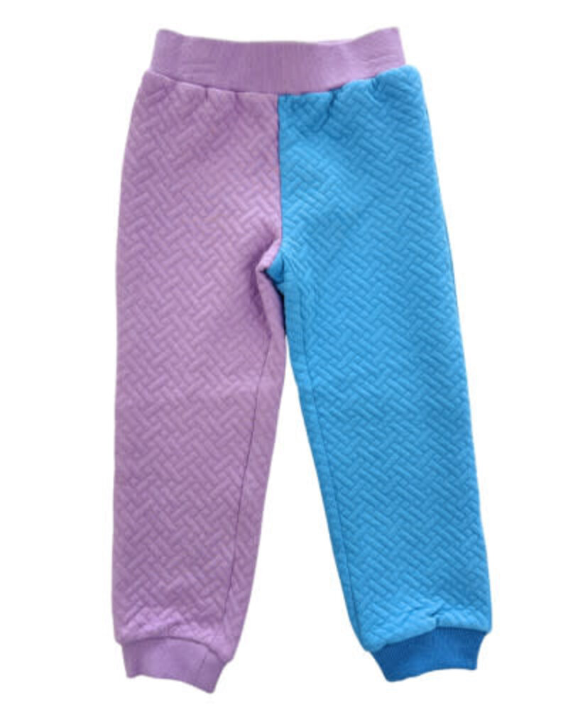 Bisby Color Block Jogger Lavender Blue Quilted Trellis