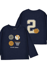 Mayoral Blue L/S Basketball Print Tee