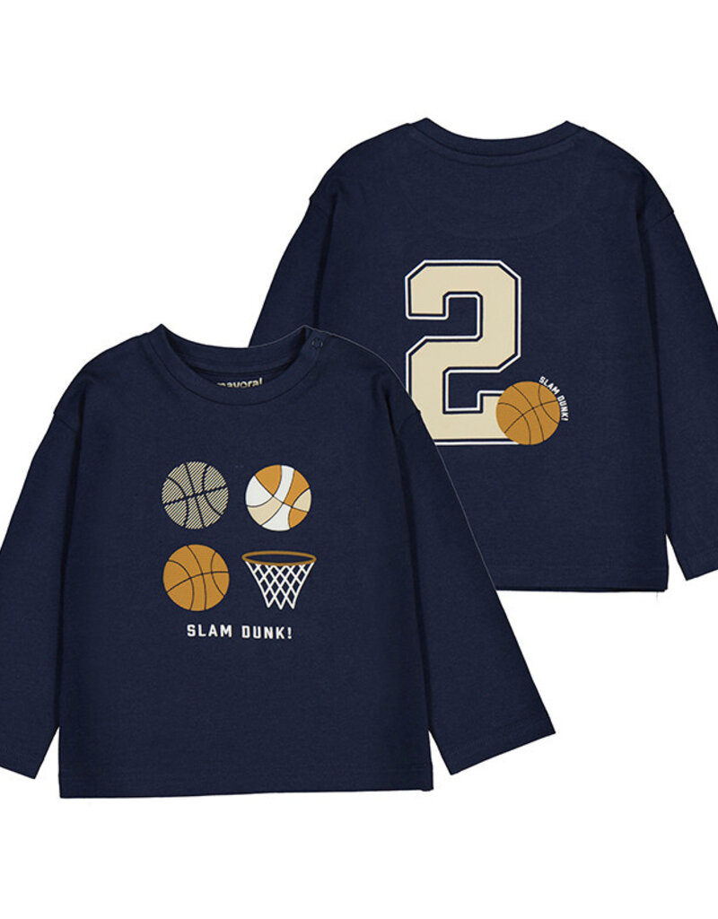 Mayoral Blue L/S Basketball Print Tee