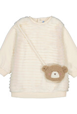 Mayoral Cream Faux Fur Dress w/Purse