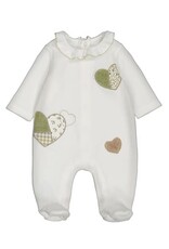 Mayoral Cream Velour Collared Footie w/Hearts