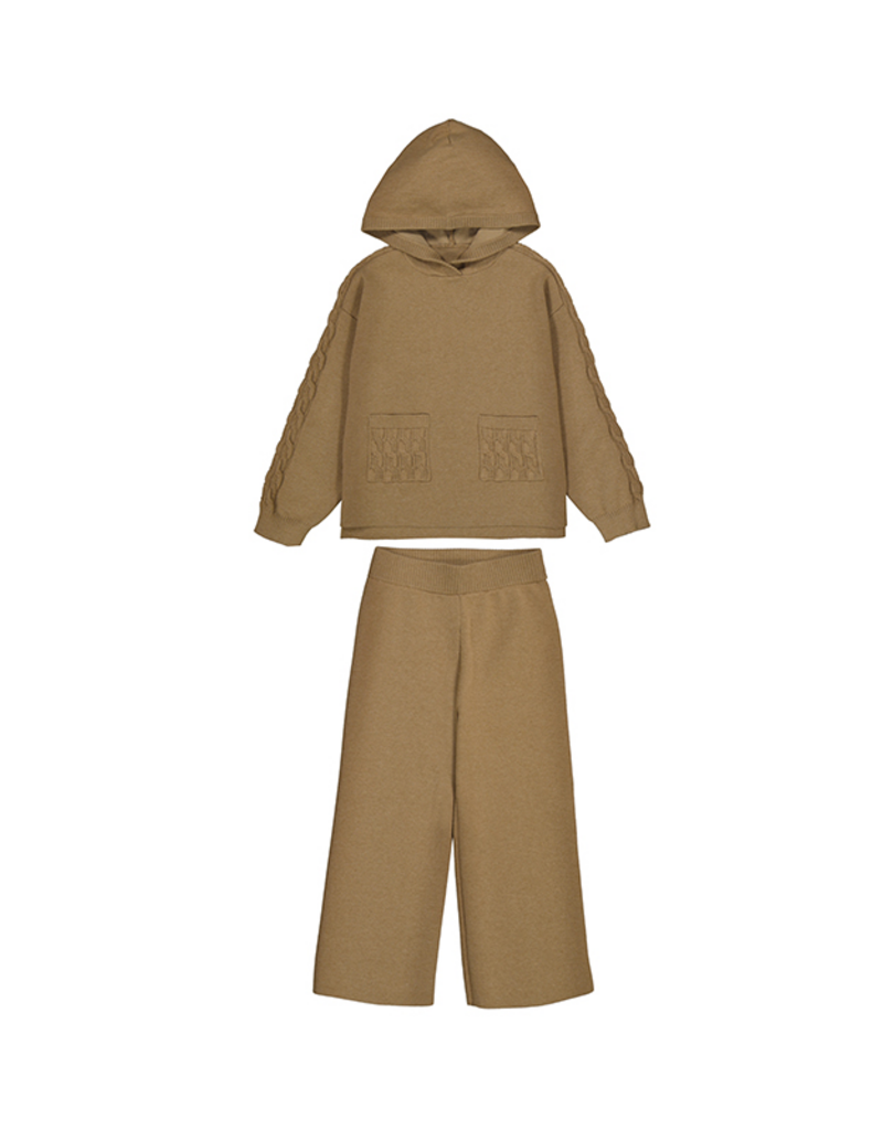 Mayoral Hoodie Long Knit Pant Set Caramel