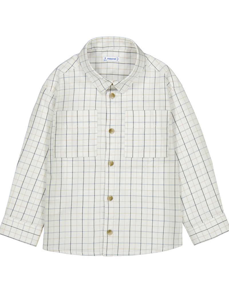 Mayoral L/S Cream Check Buttondown Shirt