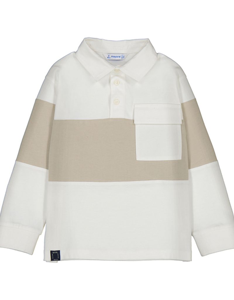 Mayoral L/S Cream Khaki Polo w/Pocket