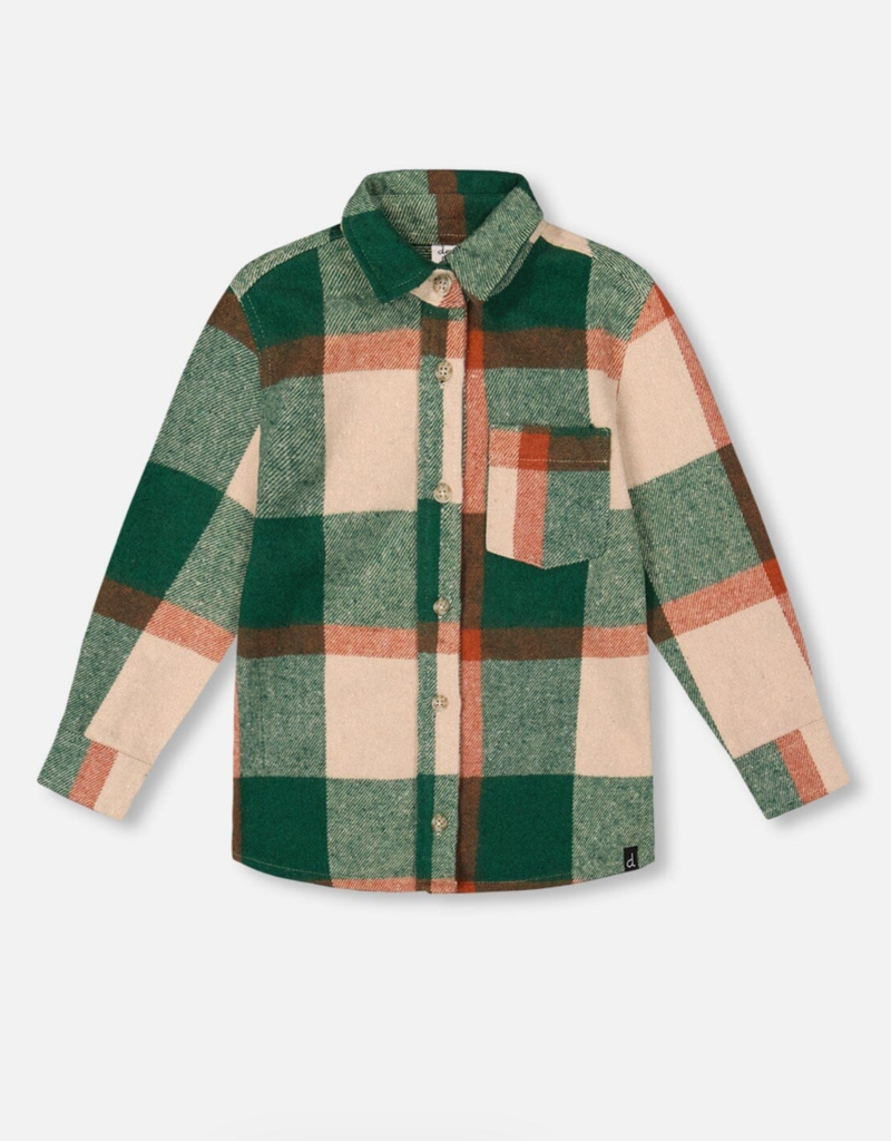 Deux par Deux L/S Yarn Dyed Plaid Shirt Green Orange