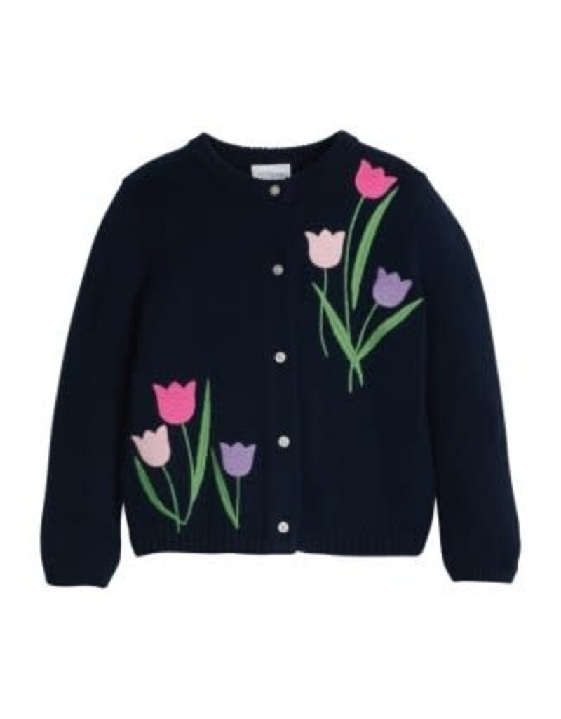 Little English Embroidered Cardigan Tulips