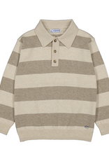 Mayoral L/S Knit Tan Stripe Polo