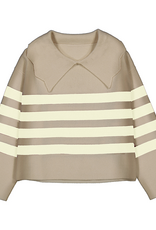 Mayoral Toffee Striped Collard Sweater