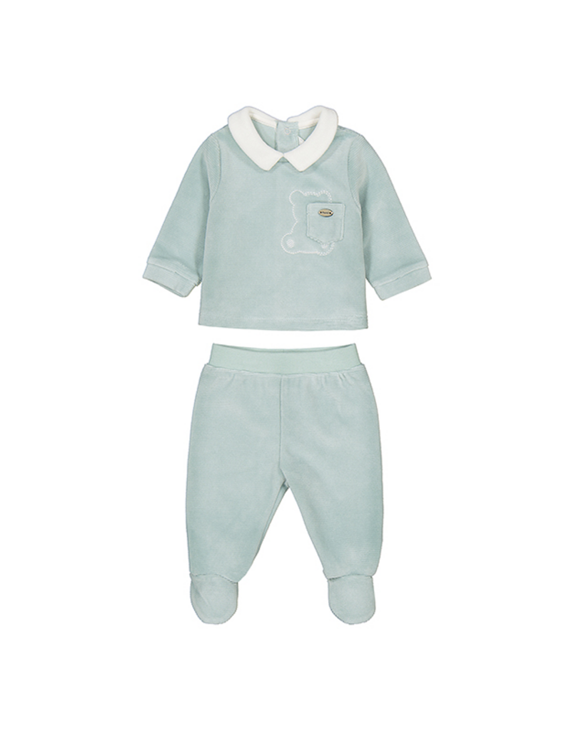 Mayoral Velour Ice Green 2 pc Top Pant Set