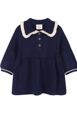 Viverano Adeline Ruffle Collar Sweater Dress Navy
