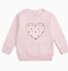 Sweet Wink Dainty Rose Pearl Heart Patch Sweatshirt