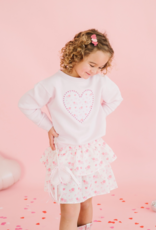 Dainty Rose Pearl Heart Patch Sweatshirt