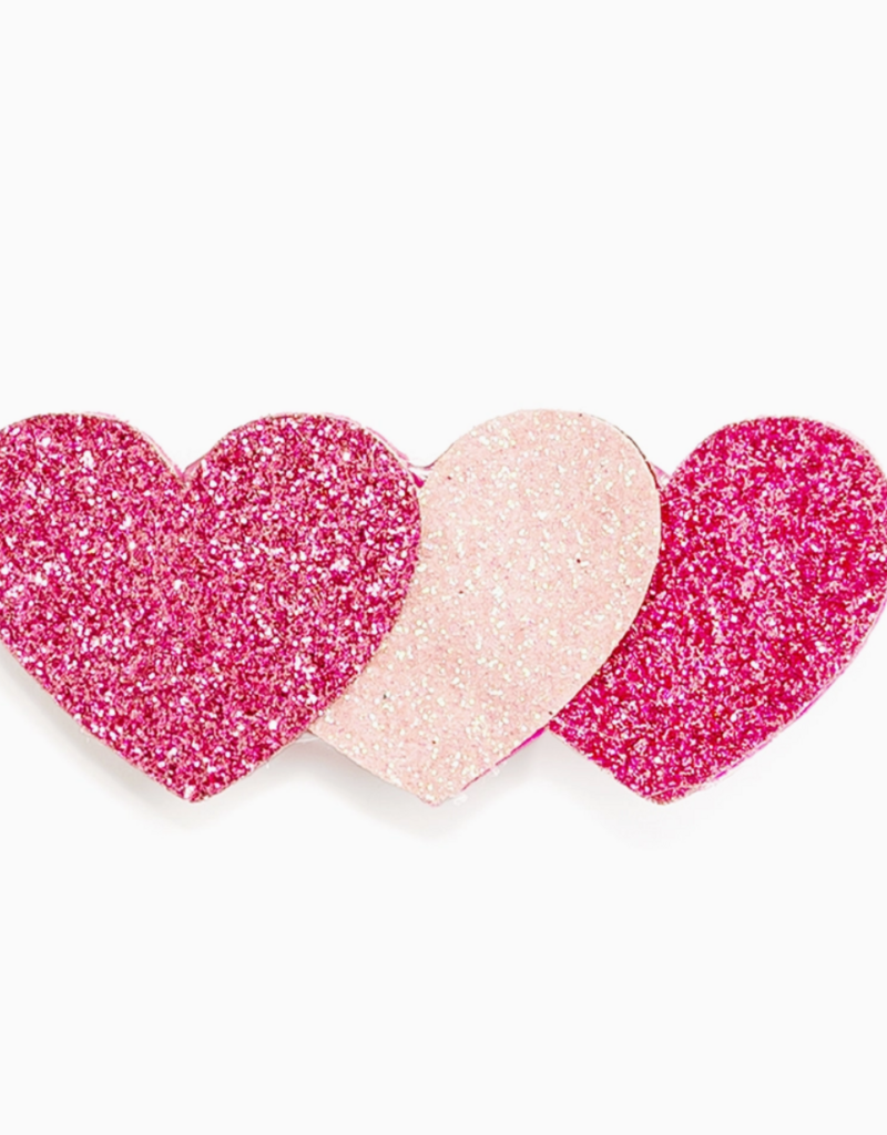 Pink Sparkle Hearts Valentines Clip