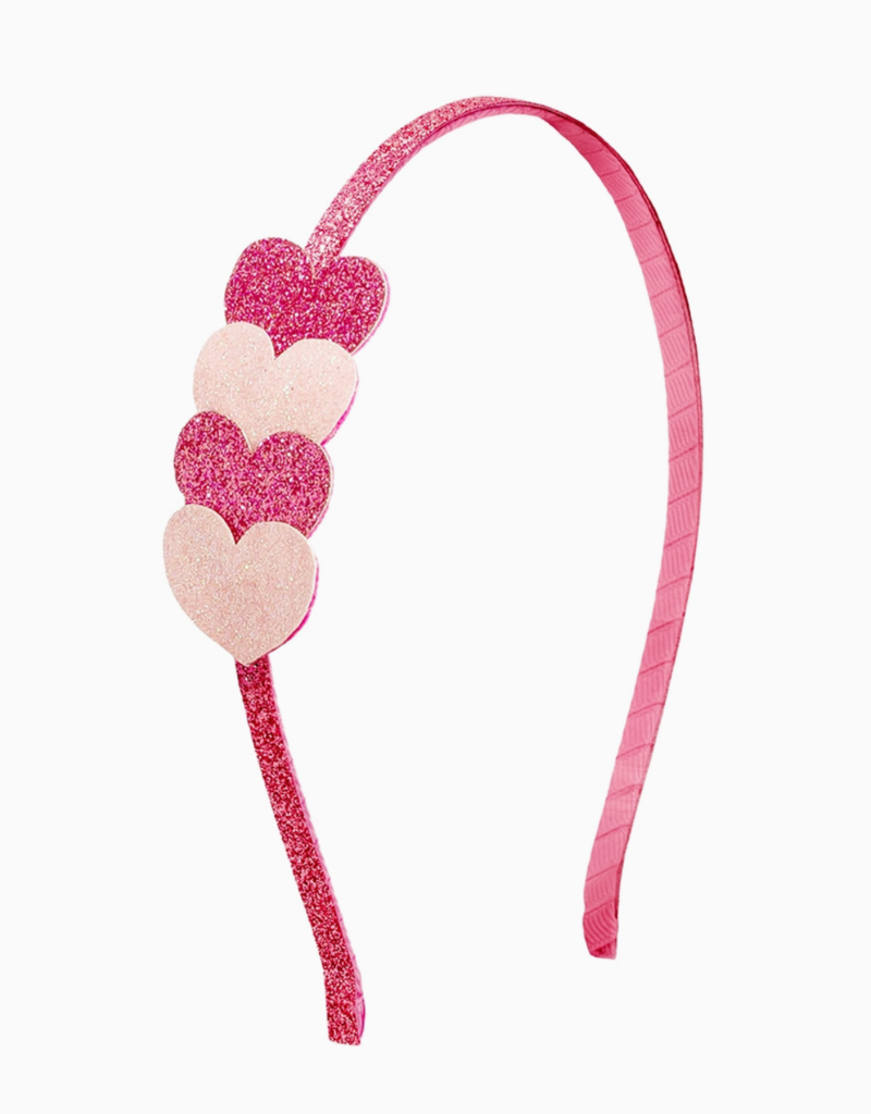 Pink Sparkle Hearts Valentines Headband