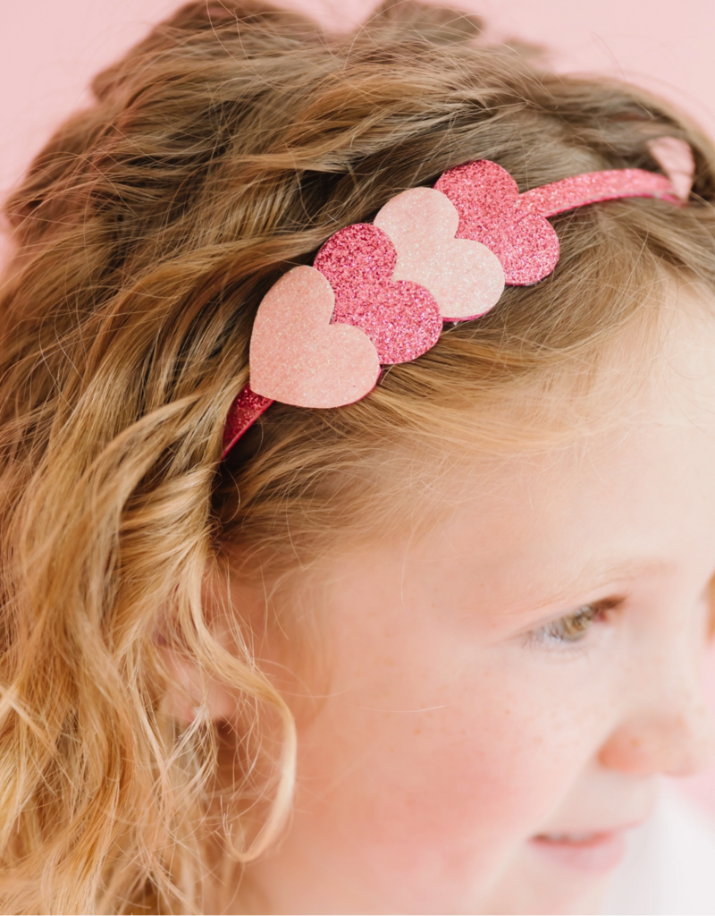 Pink Sparkle Hearts Valentines Headband