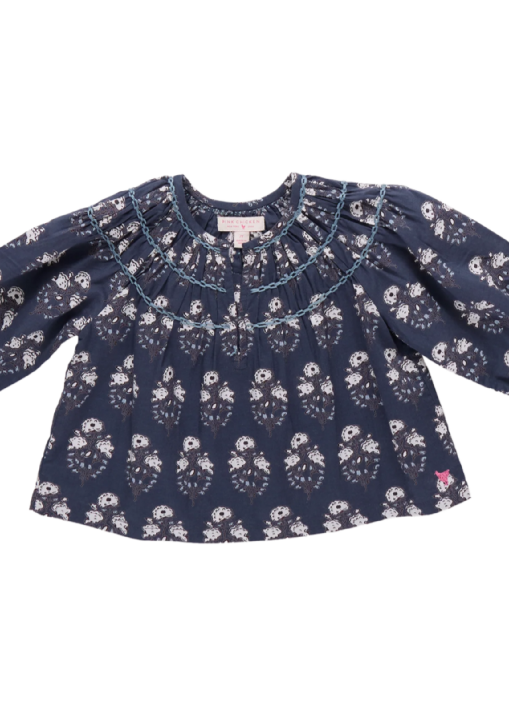 Pink Chicken Ava Top Navy Strawflower