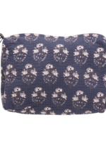 Pink Chicken Quilted Pouch Navy Strawflower Large