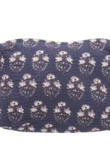 Pink Chicken Quilted Pouch Navy Strawflower Large