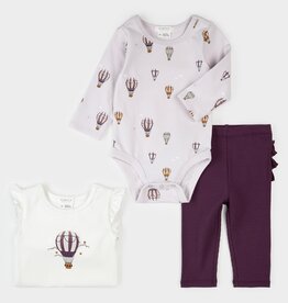 Petit Lem 3PC SET 2 BODYSUITS LEGGING HOT AIR BALLOON