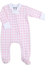 Magnolia Baby Baby Checks Pink Zipper Footie