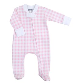 Magnolia Baby Baby Checks Pink Zipper Footie