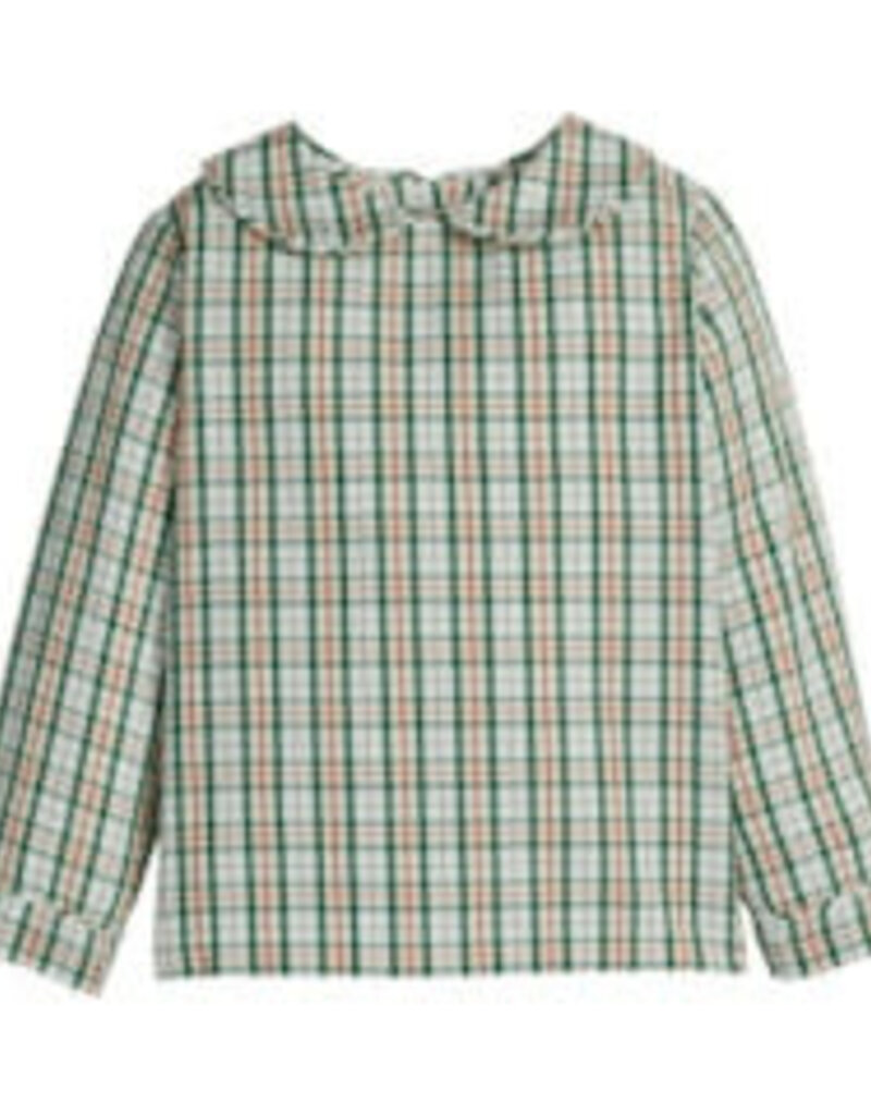 Little English Peter Pan Shirt Mistletoe Tartan
