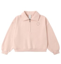 Rylee + Cru Inc. QUARTER ZIP SWEATSHIRT BLUSH