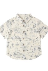 Rylee + Cru Inc. COLLARED SHORT SLEEVE SHIRT OCEAN TOILE