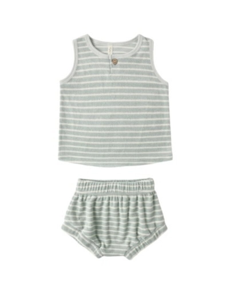 Rylee + Cru Inc. BABY TANK SET SEAFOAM TERRY STRIPE