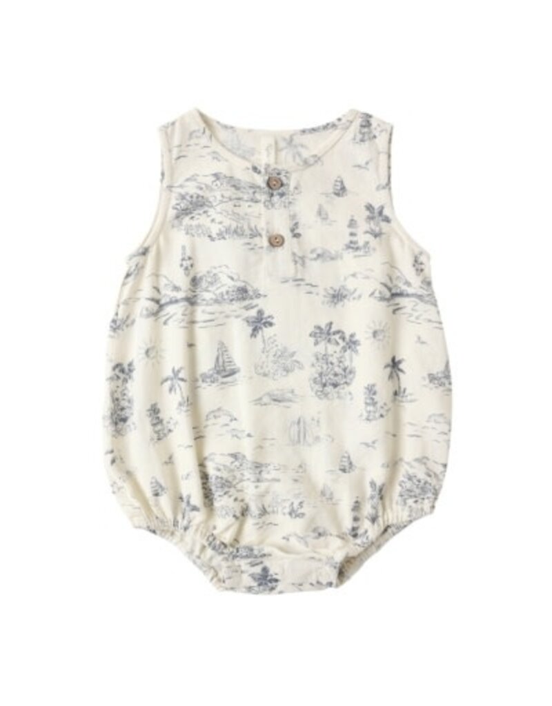 Rylee + Cru Inc. BEAU ROMPER OCEAN TOILE NATURAL
