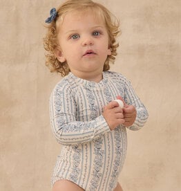 Rylee + Cru LLC SALE DELPHINE RASHGUARD ONE-PIECE BLUE FLORAL