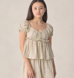 Rylee + Cru LLC SALE TEEN JUBILEE TOP BLUE FLORAL NATURAL