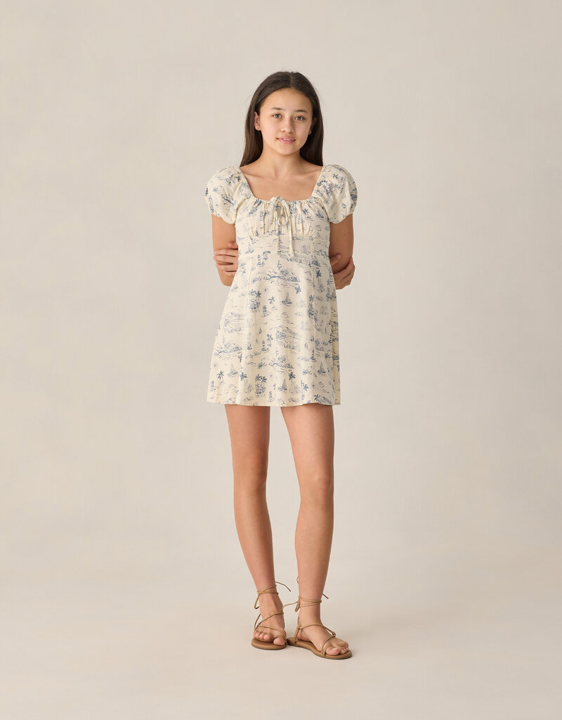 Rylee + Cru LLC TEEN IVY DRESS OCEAN TOILE NATURAL