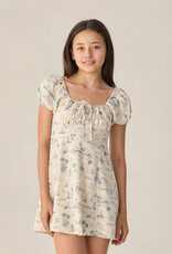 Rylee + Cru LLC TEEN IVY DRESS OCEAN TOILE NATURAL