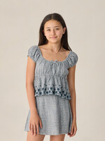 Rylee + Cru LLC SALE. TEEN RYLAN TOP MARINE GINGHAM