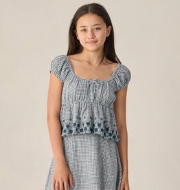 Rylee + Cru LLC SALE TEEN RYLAN TOP MARINE GINGHAM