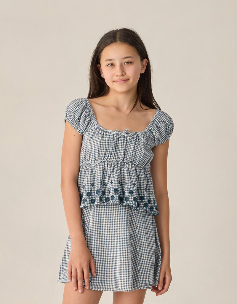 Rylee + Cru LLC TEEN RYLAN TOP MARINE GINGHAM
