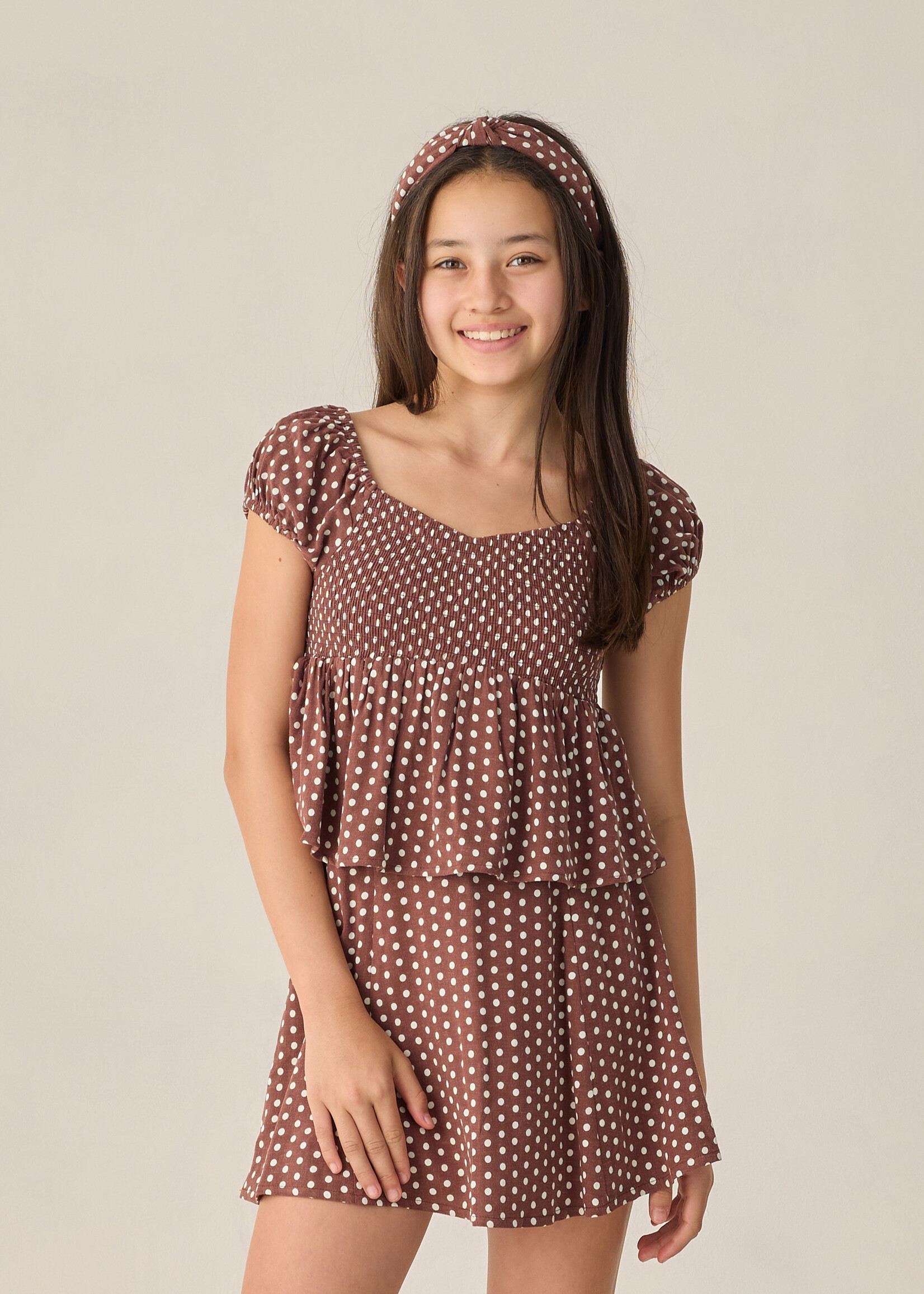 Rylee + Cru LLC TEEN RACHEL SKIRT CHOCOLATE POLKA DOT