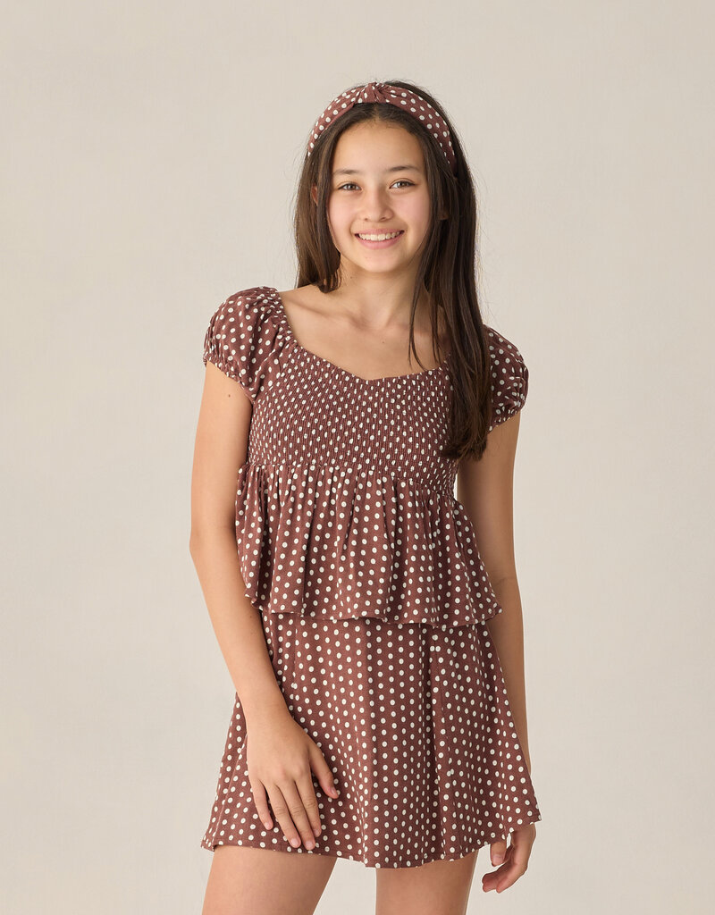Rylee + Cru Inc. TEEN RACHEL SKIRT CHOCOLATE POLKA DOT