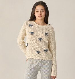 Rylee + Cru Inc. SALE CROCHET KNIT PULLOVER BOWS
