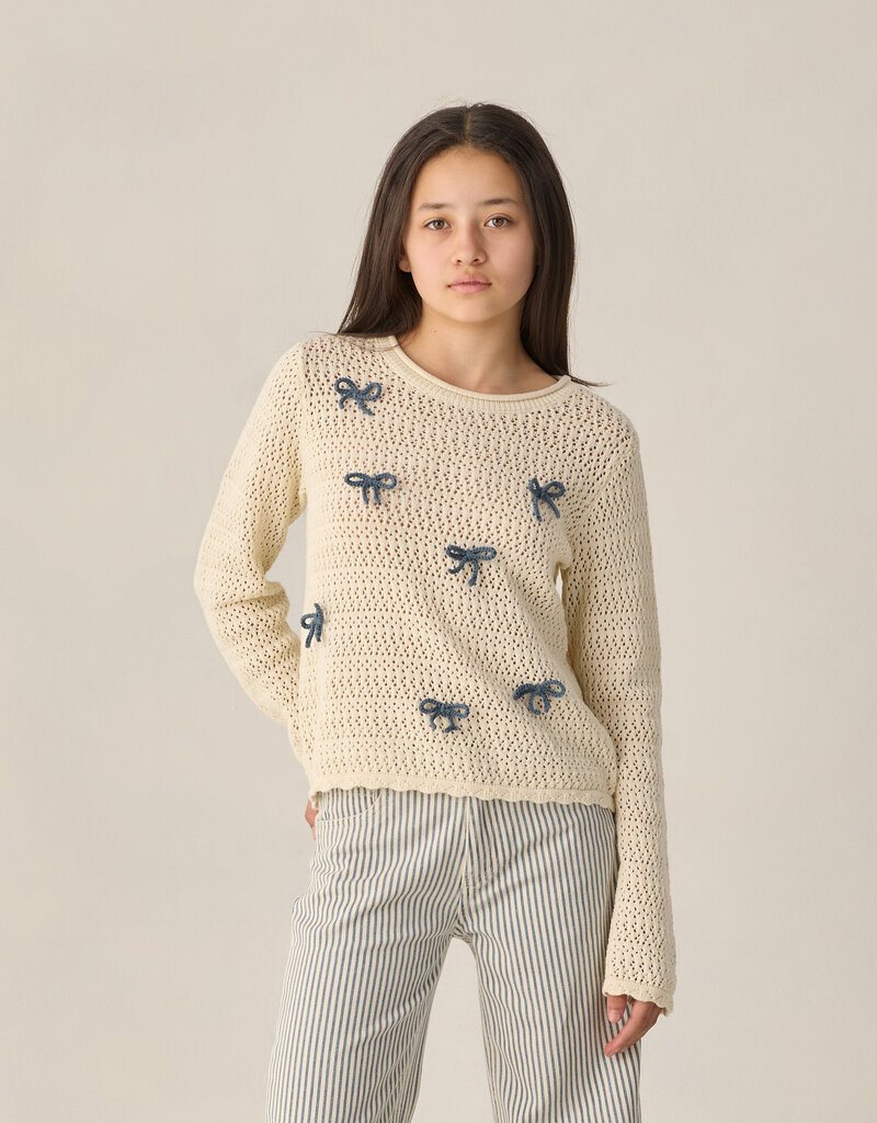 Rylee + Cru Inc. CROCHET KNIT PULLOVER BOWS