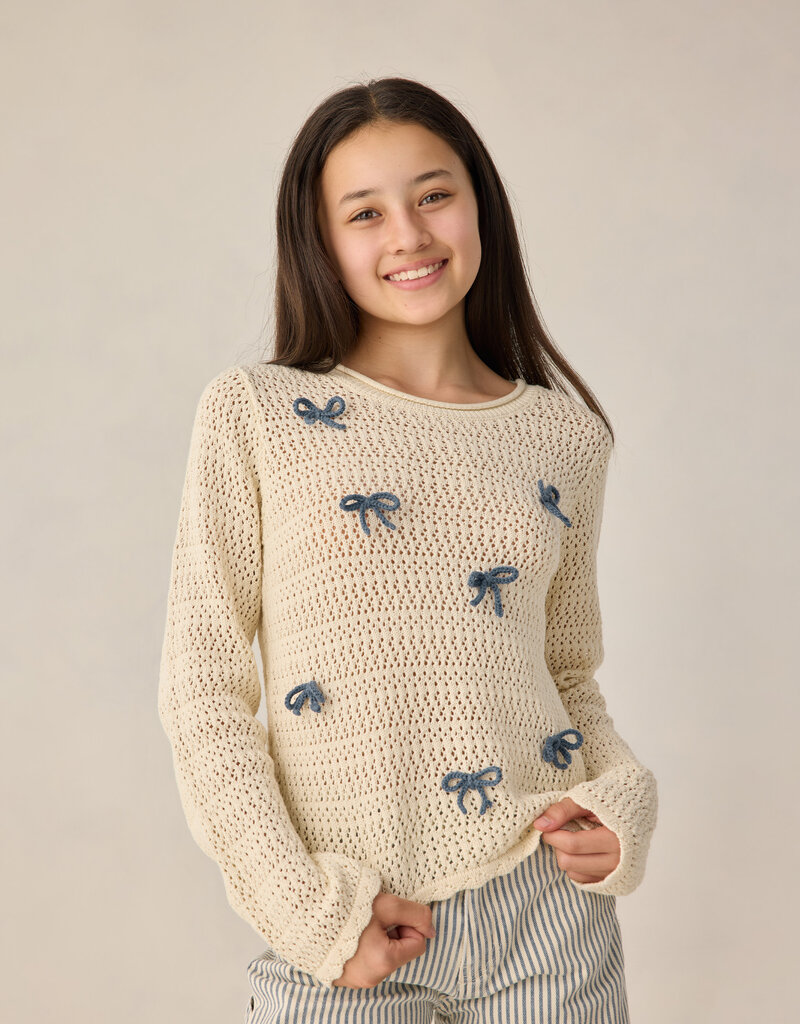 Rylee + Cru Inc. CROCHET KNIT PULLOVER BOWS